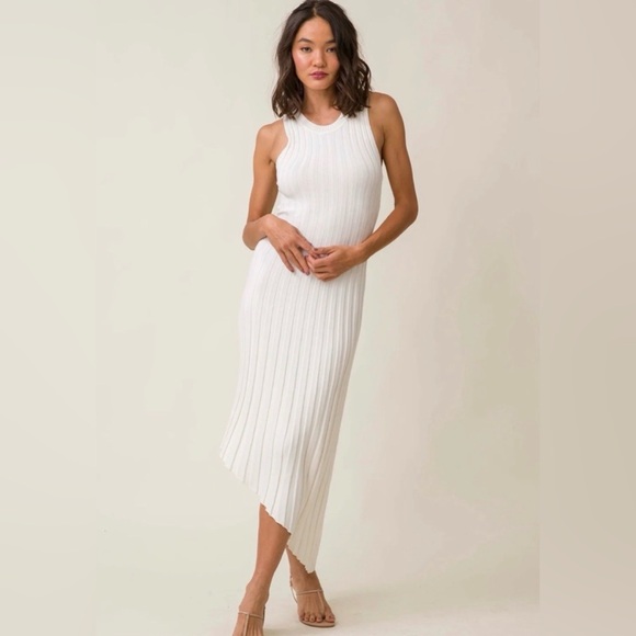 REVOLVE Dresses & Skirts - Revolve Ribbed Asymmetrical Dress in Creamy White